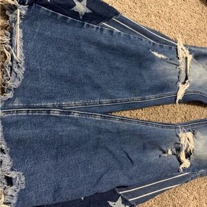 Boot-Cut Distressed Blue Jeans - Women's Casual Style